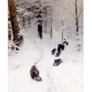 РЕПРОДУКЦИИ НА КАРТИНИ Стадо диви свине в зимна гора (1872)